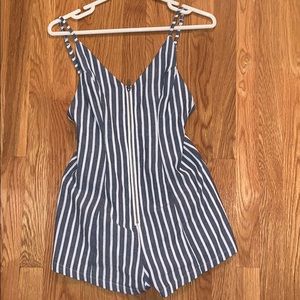 LF grey/white striped romper